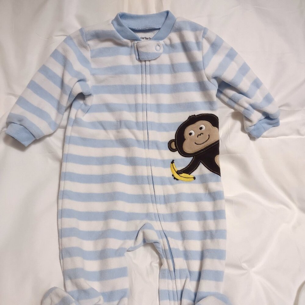 Carter's Boys Blue and White Striped Fleece Sleeper